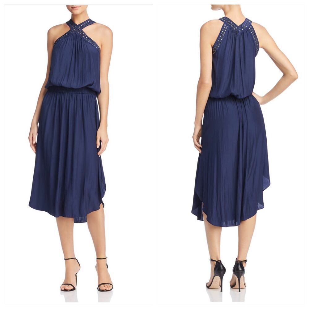 Ramy Brook Studded Autumn Navy Midi Dress XS